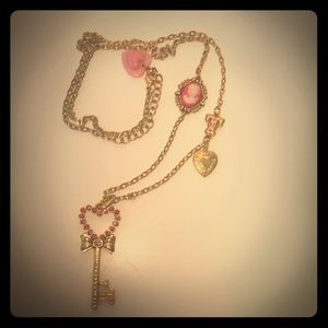 Tarina Tarantino Pink Heart Key Chain Necklace